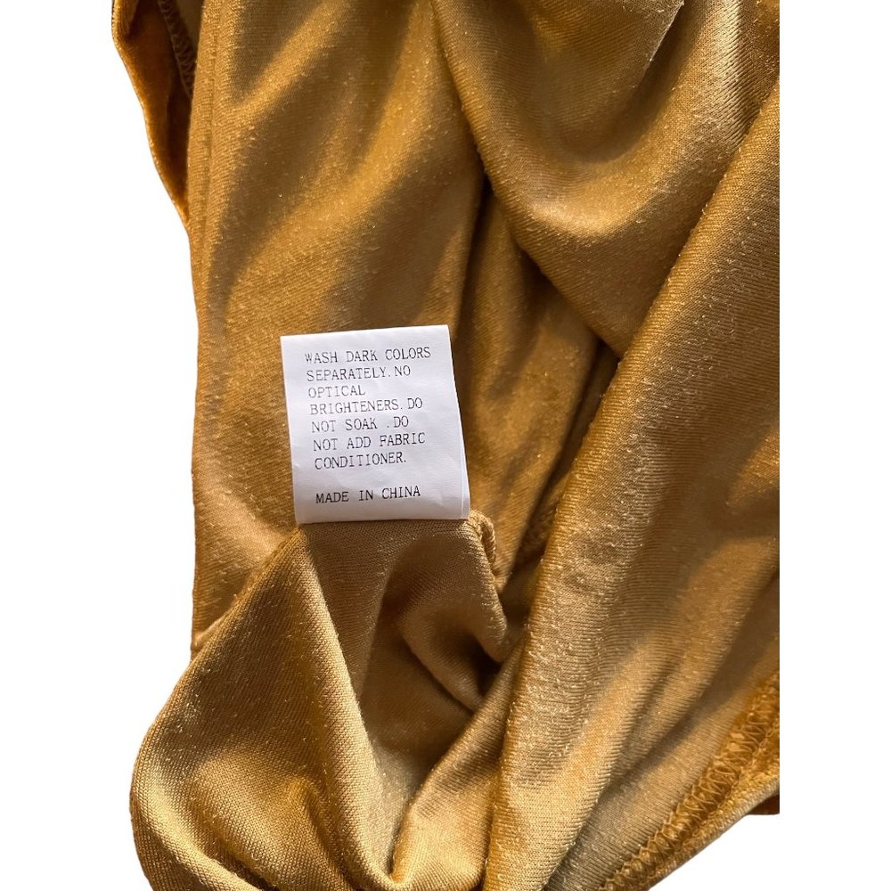 Maxi Dress Small Gold Velour Long Sleeve - Picture 4 of 9